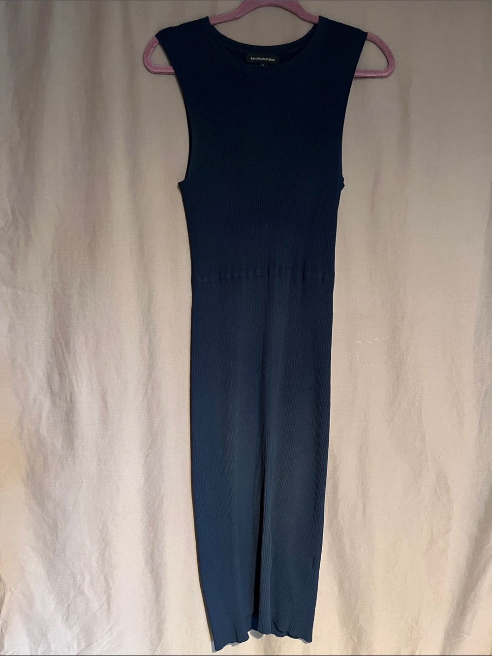Banana Republic Navy Sleeveless Ribbed Midi Dress